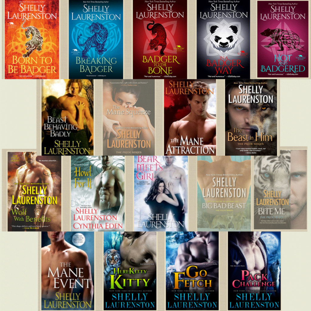 Shelly Laurenston Magnus Pack, Pride Series, and Honey Badger Chronicles book covers