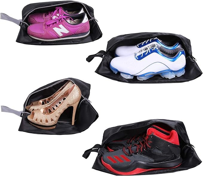 Travel Shoe Bags Set of 4 Waterproof Nylon with Zipper